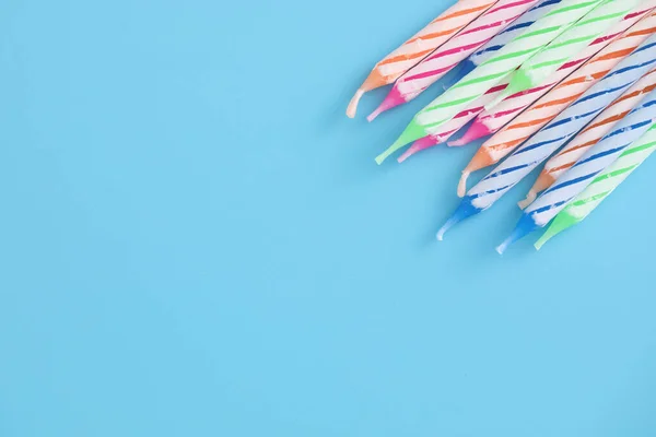 Colorful Candles Isolated Blue Background — Stock Photo, Image