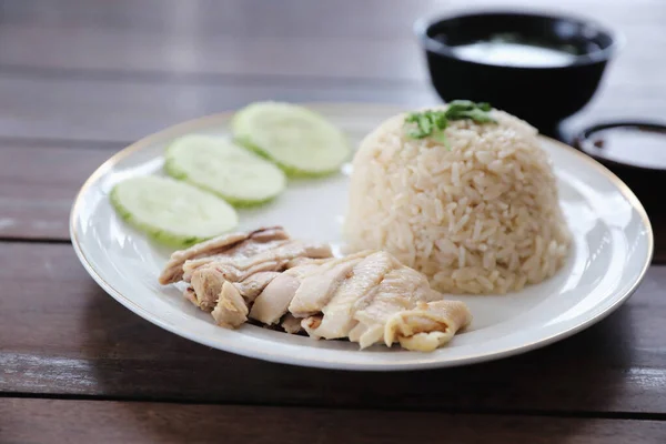 Thai Étel Ínyenc Párolt Csirke Rizzsel Khao Mun Kai — Stock Fotó