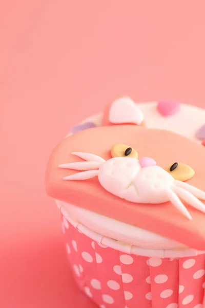 Cupcake Izolované Růžovém Pozadí — Stock fotografie