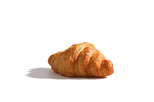 Croissant Isolerad Wihite Bakgrund Med Soligt Ljus — Stockfoto