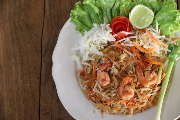 Nourriture Thaïlandaise Pad Thaï Nourriture Locale Nouilles Frites Aux Crevettes — Photo