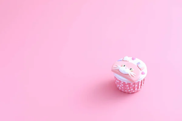 Cupcake Isolato Fondo Rosa — Foto Stock
