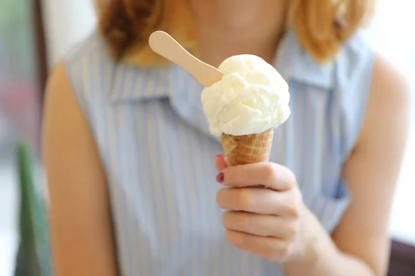 Woman Hand Ice Cream Close — Stock Photo, Image