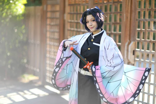 Ιαπωνία Anime Cosplay Πορτρέτο Του Κοριτσιού Κωμικό Κοστούμι Ιαπωνικό Θέμα — Φωτογραφία Αρχείου