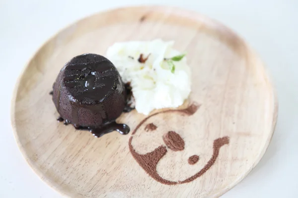 Torta di Lava al Cioccolato con gelato — Foto Stock