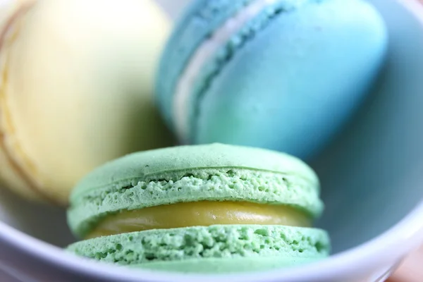 Macaron colorido em close-up isolado no fundo branco — Fotografia de Stock