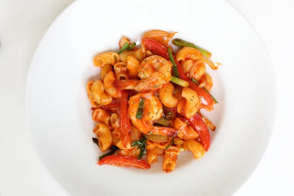 Pasta with shrimp and tomato — Stock Photo, Image