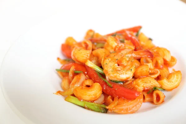 Pasta with shrimp and tomato — Stock Photo, Image