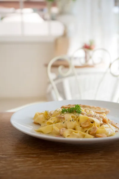 Fettuccine carbonara — Stock fotografie