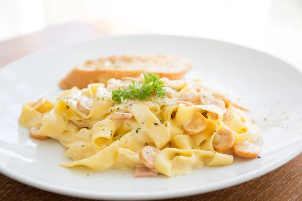 Fettuccine Carbonara — Stockfoto