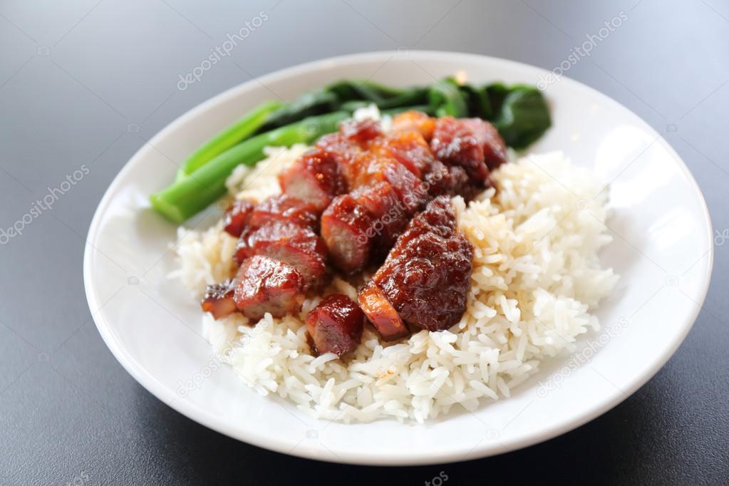 red bbq pork with rice