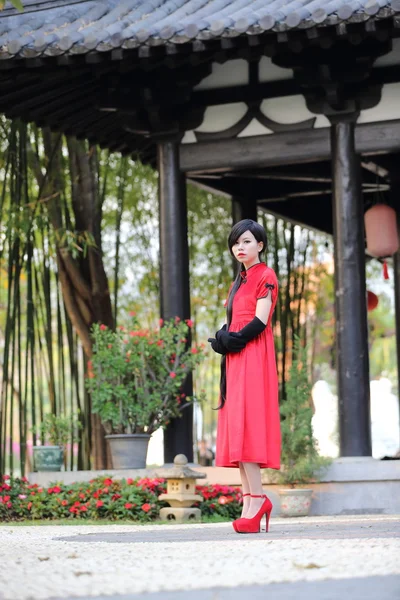 Feliz año nuevo chino. hermosa joven mujer asiática vestido tradit — Foto de Stock