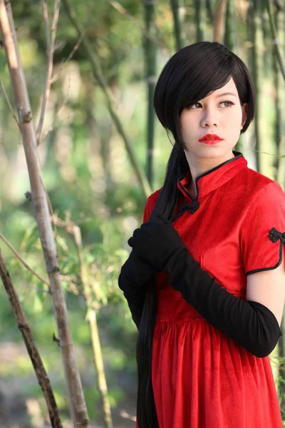 행복 한 중국 새 해입니다. 아름 다운 젊은 아시아 여자 드레스 tradit — 스톡 사진