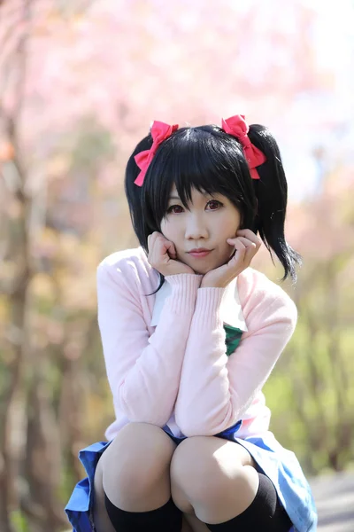 Asian schoolgirl with nature — Stock Photo, Image