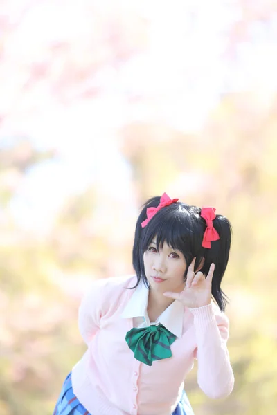 Asian schoolgirl with nature — Stock Photo, Image