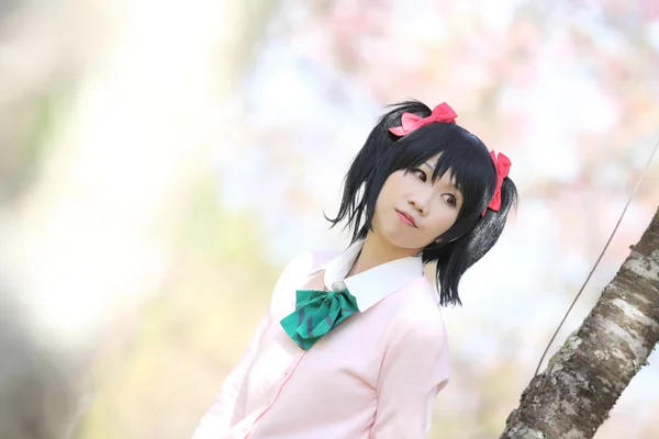 Asian schoolgirl with nature — Stock Photo, Image