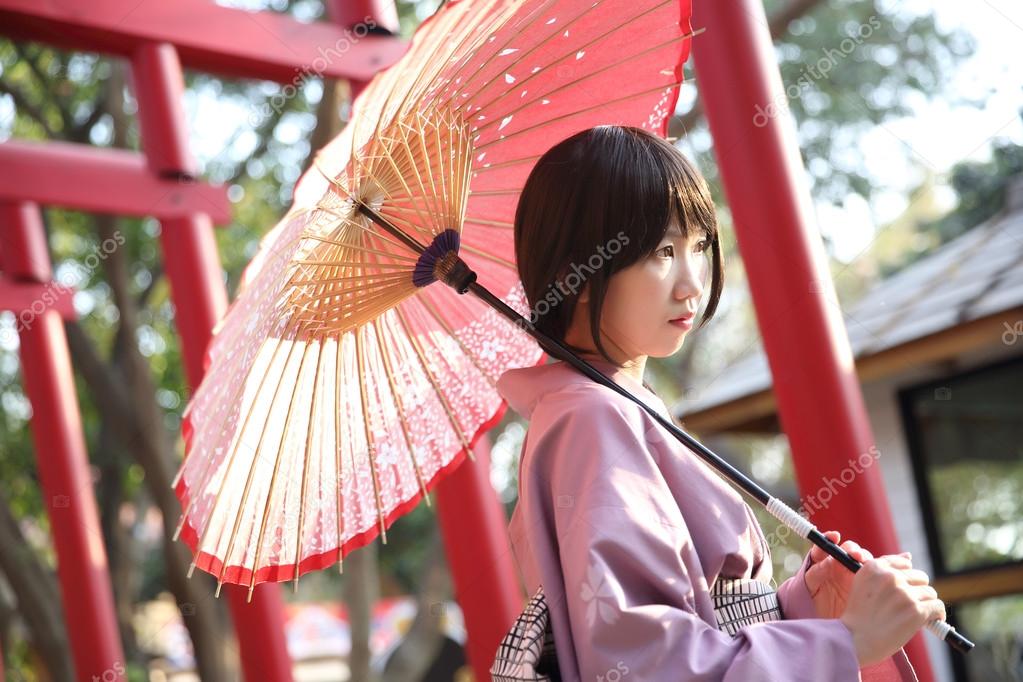 The girl with japanese yukata