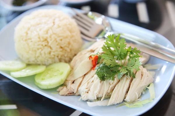 Ayam kukus dengan nasi, khao mun kai — Stok Foto