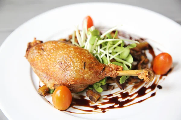 Duck confit , Roasted duck with blueberry sauce — Stock Photo, Image