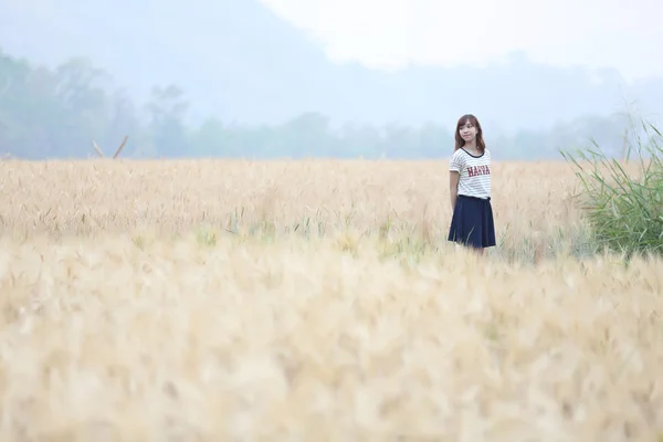 Jeune femme dans le blé — Photo