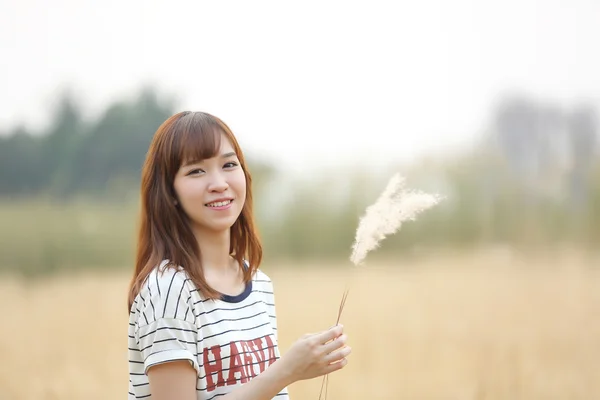 Young woman in wheat — Stock Photo, Image