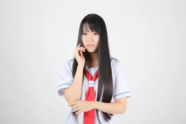 白い背景で分離されたアジア学校の女の子 — ストック写真