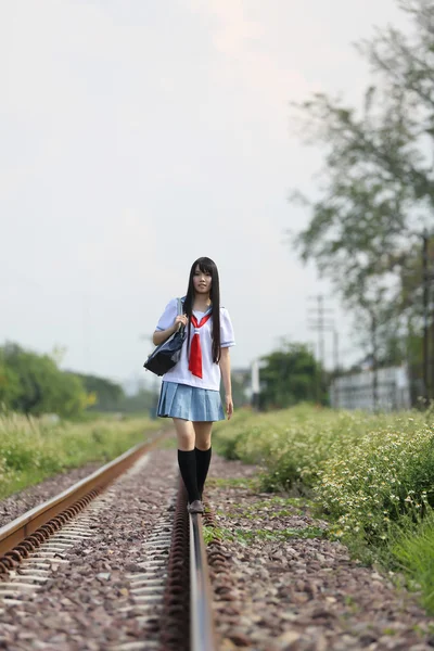 Menina da escola asiática — Fotografia de Stock