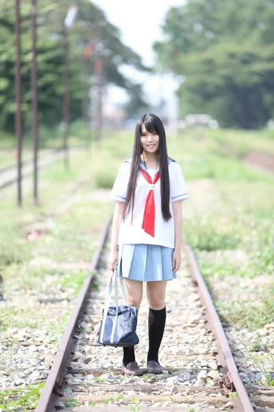 Asiatisk skole pige - Stock-foto