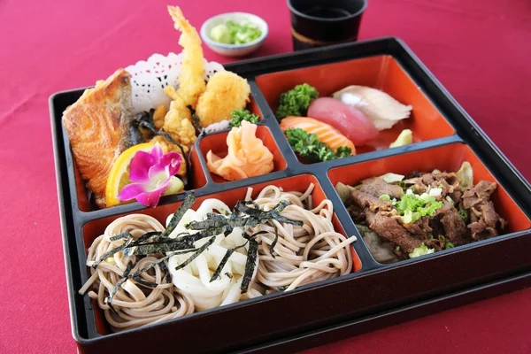 Japanese Bento sushi and soba — Stock Photo, Image