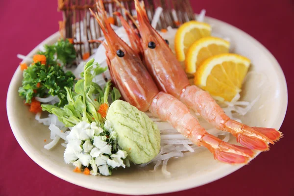 Camarões-de-fundo sashimi — Fotografia de Stock