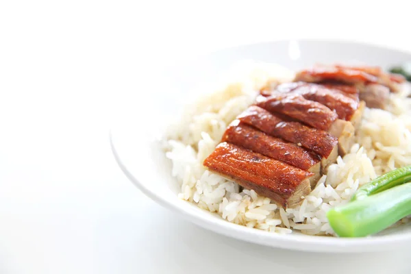 Sült kacsa rizs felett — Stock Fotó