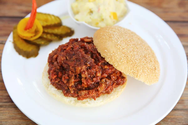 Bbq pork rib burger — Stock Photo, Image