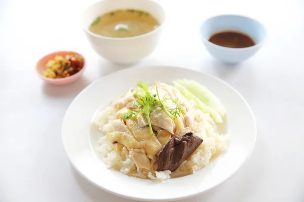 Steamed chicken with rice , khao mun kai — Stock Photo, Image