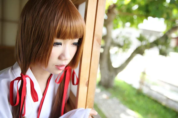 Japanese Women in Traditional Dress Miko — Stock Photo, Image