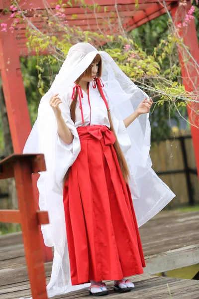 Japanese Women in Traditional Dress Miko — Stock Photo, Image