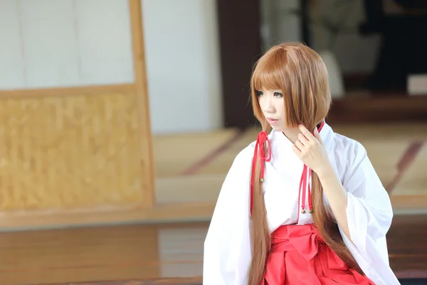 Japanese Women in Traditional Dress Miko — Stock Photo, Image