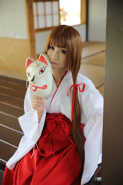 Japanese Women in Traditional Dress Miko — Stock Photo, Image