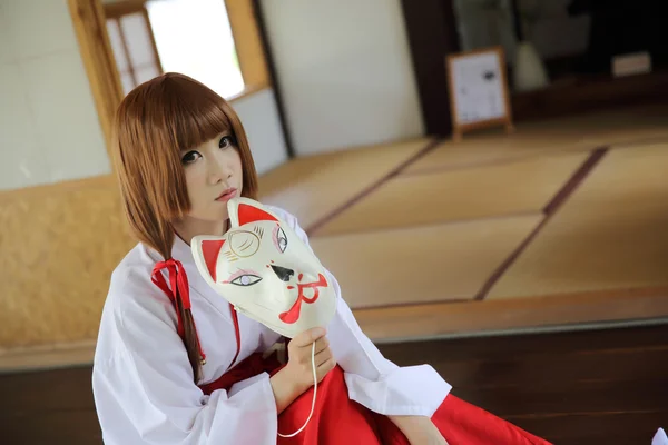 Japanese Women in Traditional Dress Miko — Stock Photo, Image