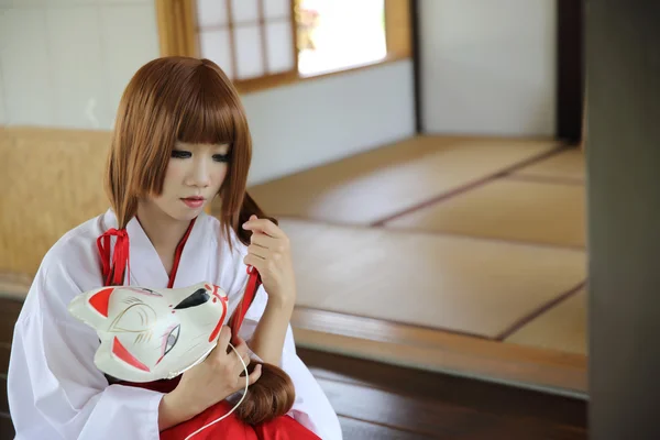 Japanese Women in Traditional Dress Miko — Stock Photo, Image