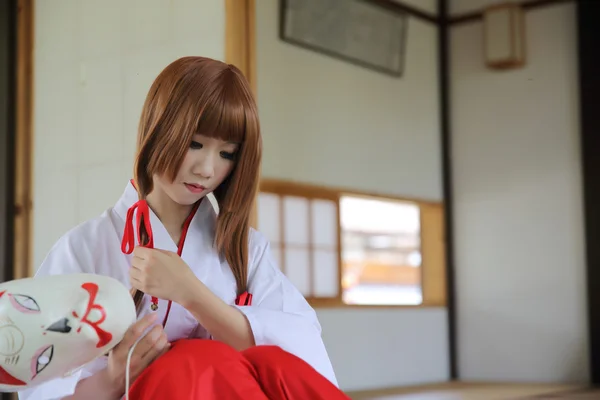 Japanese Women in Traditional Dress Miko — Stock Photo, Image