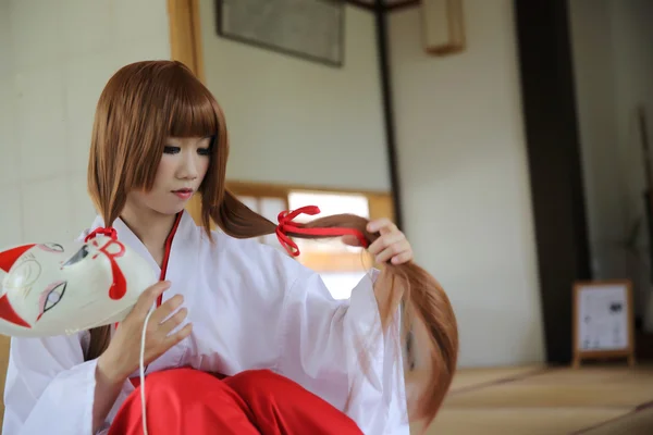 Japanese Women in Traditional Dress Miko — Stock Photo, Image