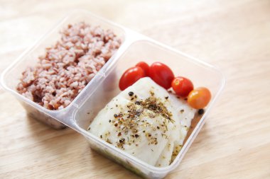 gıda balık biftek pirinç Bento ile temiz