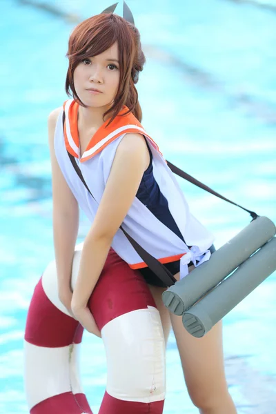 Asian girl cosplay with swimsuit — Stock Photo, Image