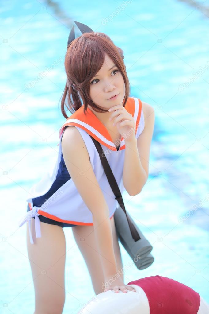 Asian girl cosplay with swimsuit