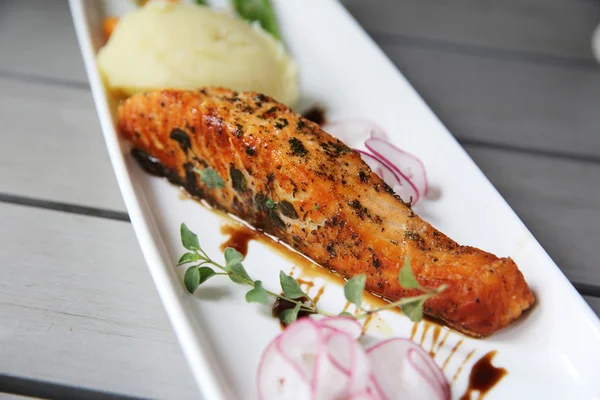 Grilled baked Salmon steak — Stock Photo, Image