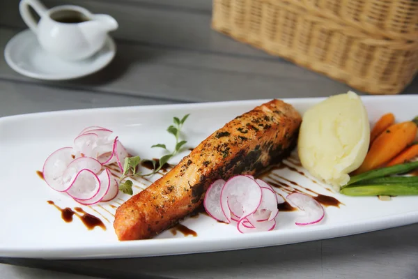 Grilled baked Salmon steak — Stock Photo, Image