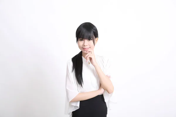 Азіатська бізнес-леді ізольована на білому тлі — стокове фото