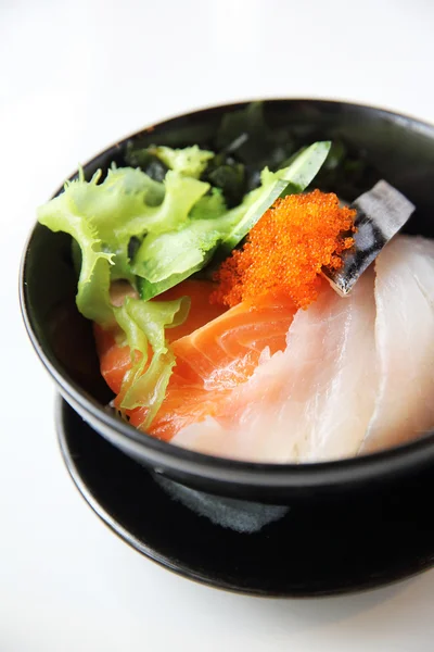 Sushi don , raw salmon tuna on rice — Stock Photo, Image