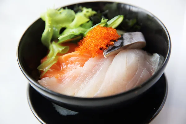 Sushi don , raw salmon tuna on rice — Stock Photo, Image