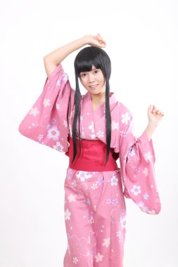 Girl with yukata clipart